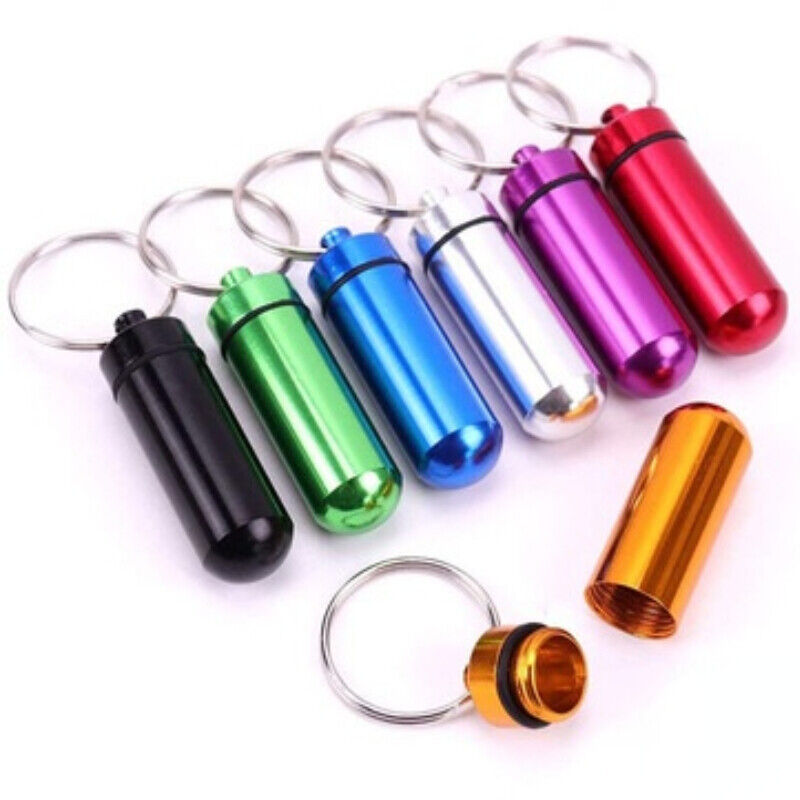 Cache Holder Keychain Box Health Care Waterproof Metal Pill Box
