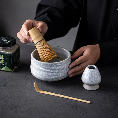 4pcs/set Ceramic Matcha Set Ceramic Whisk Holder Stand And Tea Bowl Set