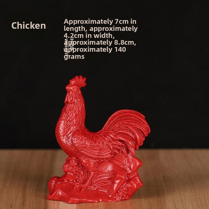 1Pc Cinnabar Handcarved Twelve Chinese Zodiac Tea Pet Amulet Home Decoration