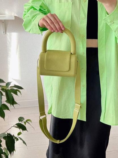 Cylindrical Handbag Luxury Polyester Style Small Shoulder Bags 16*10*10CM Square