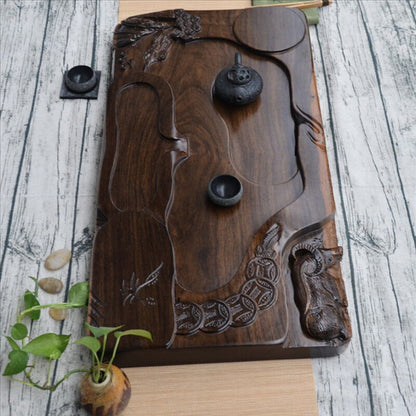 Handmade Tea Tray Hand Carved Dragon Ebony Wood Tea Table High Quality Heavy New