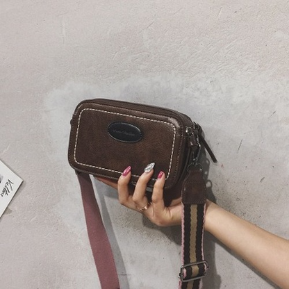 Vintage Printing Wide Strap Crossbody Bags Women Lady Shoulder Bag