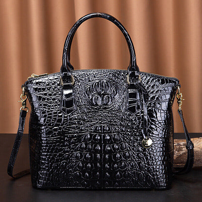 Women's Genuine Leather Crocodile Handbag, Sling Satchel Tote Shoulder Bag Party