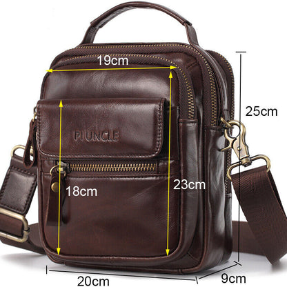 Top Cow Leather Men's Sling Shoulder/Messenger Bag Double Zipper Leather Handbag