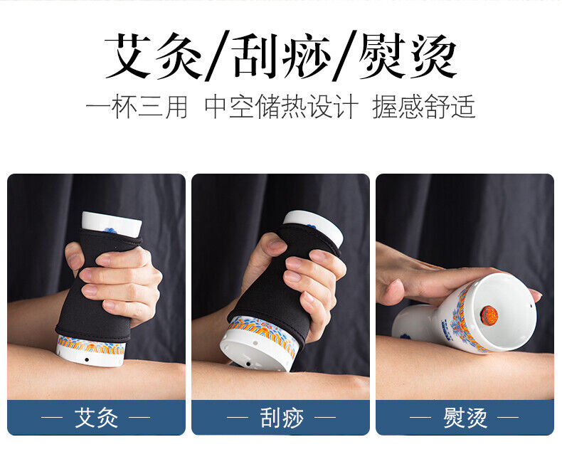 Moxibustion Pot Ceramic Moxa Scraping Cup Wormwood Box Portable Mugwort Tools 艾灸