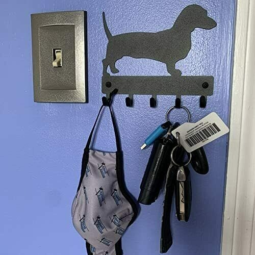 Dachshund Key Rack Dog Leash Hanger - 9 inch Wide/6x5 inch Metal Wall Art