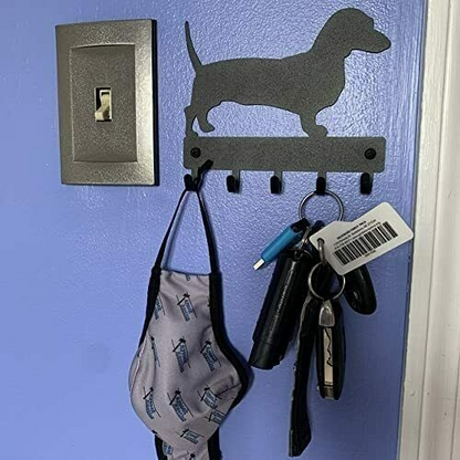 Dachshund Key Rack Dog Leash Hanger - 9 inch Wide/6x5 inch Metal Wall Art