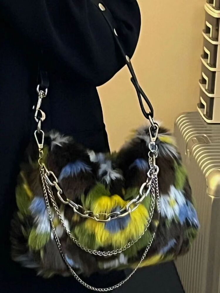 Aesthetic Print Shoulder Bag Handbags Fashion Soft Chain Design Lady Coin Purse