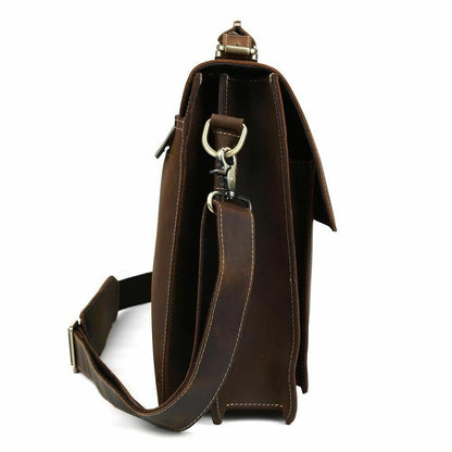 Vintage Men Leather Briefcase 15.6" Laptop Tote Business Messenger Bag Handbag