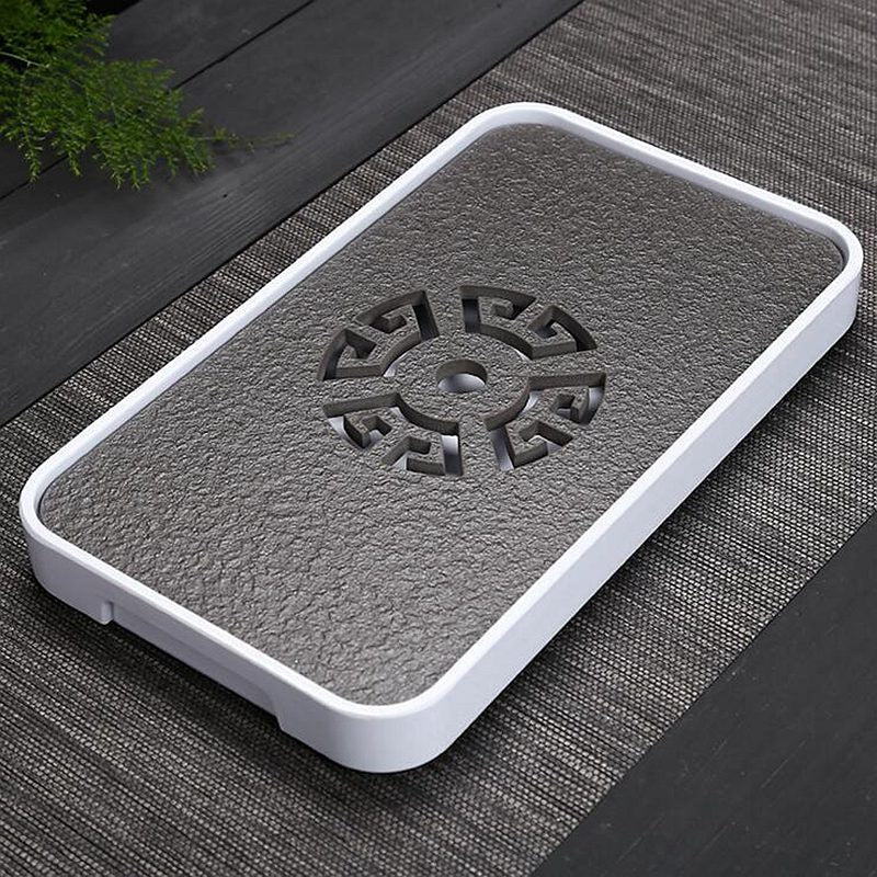 Black Stone Kungfu Tea Tray with Drainage Water Storage for Puer Tableware Tea