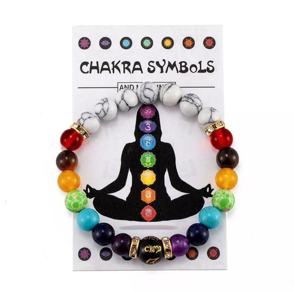Pulsera De 7 Chakras Para Hombre Y Mujer, Cristal Natural, Curación De Ansiedad,