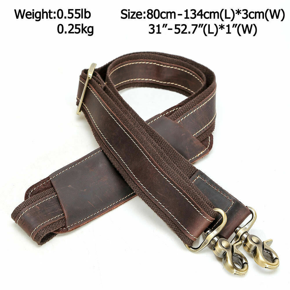 Vintage Leather Replacement Shoulder Strap for Briefcase Luggage Messenger Bag