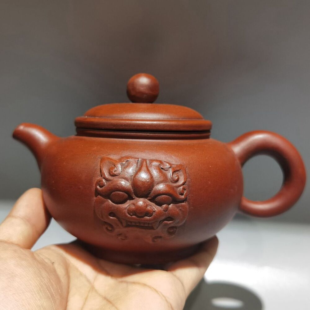 vintage chinese yixing purple clay teapot zisha ceremony carving collectible art