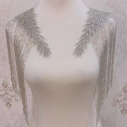 Rhinestone Patches 2-5Pcs Crystal Beaded Iron On Bridal Wedding Dress Decoration