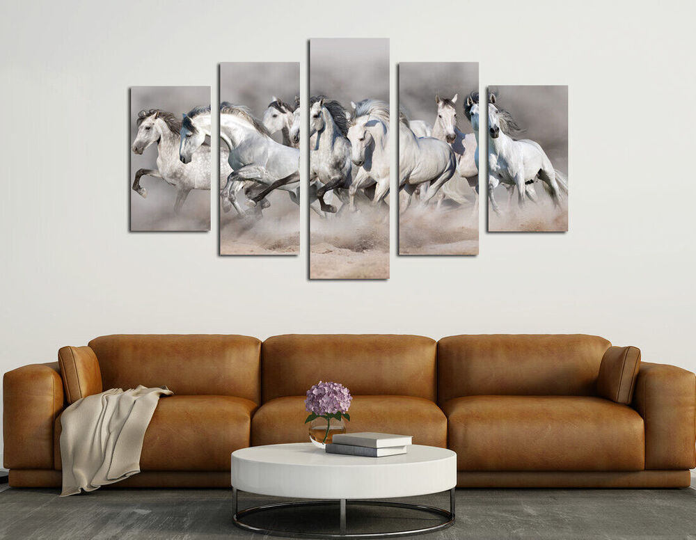 Animal Running Horse 5 Pieces Canvas Print Wall Art Picture Modern Home Decor