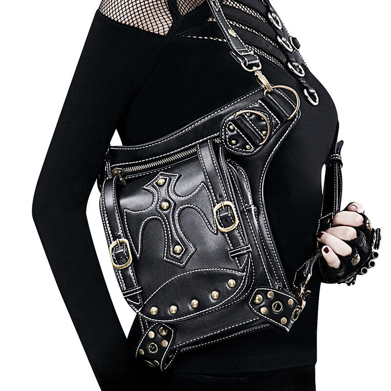 Lady's Leather Leg Drop Belt Bag Punk Rock Motorcycle Thigh Hip Waist Fanny Pack