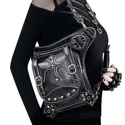 Lady's Leather Leg Drop Belt Bag Punk Rock Motorcycle Thigh Hip Waist Fanny Pack