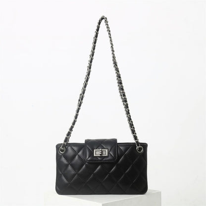 Small Mini Quilted Lambskin Leather Purse Clutch Wallet with Chains Shoulder Bag