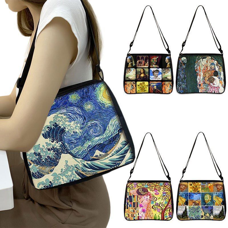 Famous Paintings Handbag Women Shoulder Bags Shopping Bag Canvas Pouch Zipper