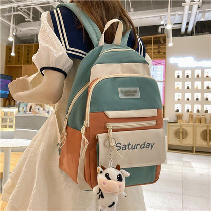 Backpack Multicolor Cute Schoolbag Travel Rucksack Canvas Bags 30*13*42 CM Purse