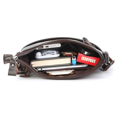 100% Genuine Leather Men's Dark browm Business 10" Sling Shoulder/Messenger Bag