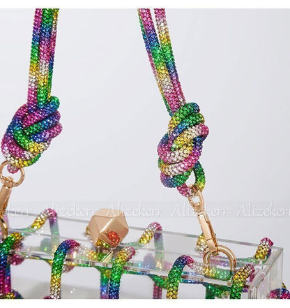 Clutch Bags Women Woven Rope Rhinestone Purses And Handbags Wedding Party