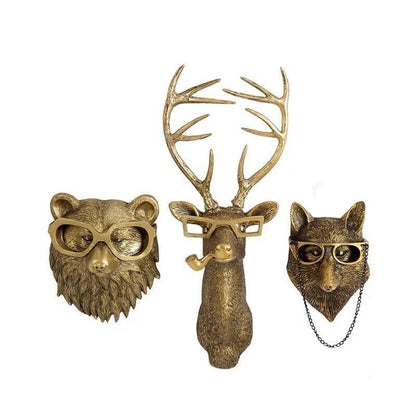 Stylish Aluminum Statue Unique Bronzed Deer Wall Mount Smoking Pipe with Glasses