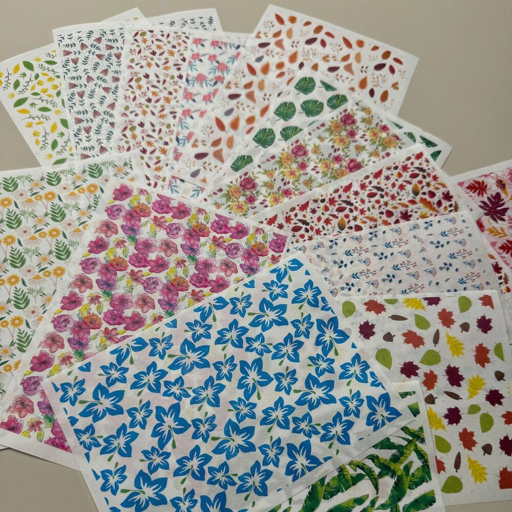 Pottery Clay Transfer Paper Watercolor Art Flower DIY Earring Sticker 9.5x13.5cm
