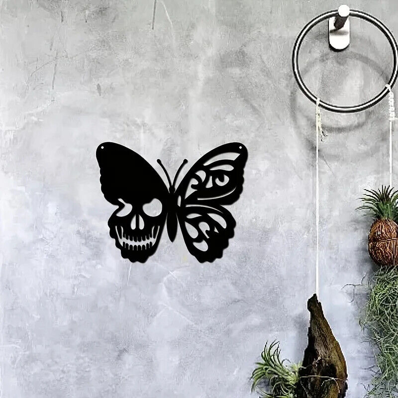 Skull Butterfly Metal Wall Art Decoration Wall Hanging Sign Iron Wall Art