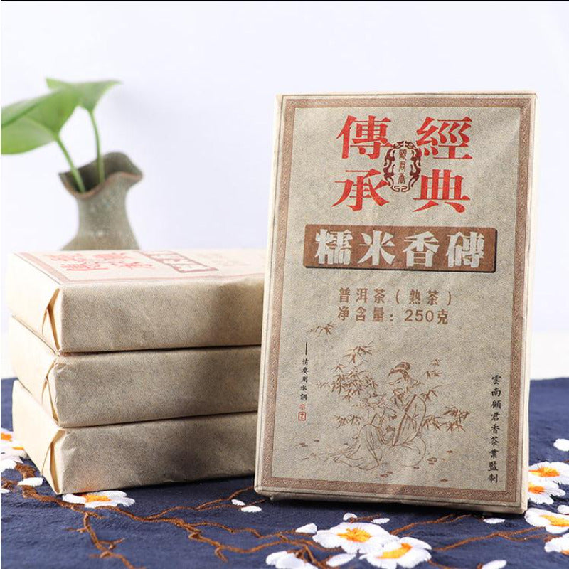 1000g Yunnan Ripe Puerh Brick Tea Glutinous Rice Flavor Cooked Aged Pu-erh Tea