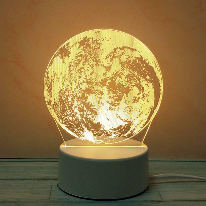 3D LED Night Light USB Chrome Small Table Lamp Hearts Novel Illusion Lamp Girl