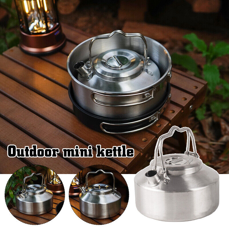 1pcs Stainless Steel Kettle Teapot Outdoor Hiking Camping Picnic Kettle Portable