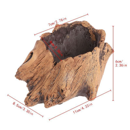 Succulent Plant Pot Imitation Wood Flower Cement Planter Home Bonsai Decorations