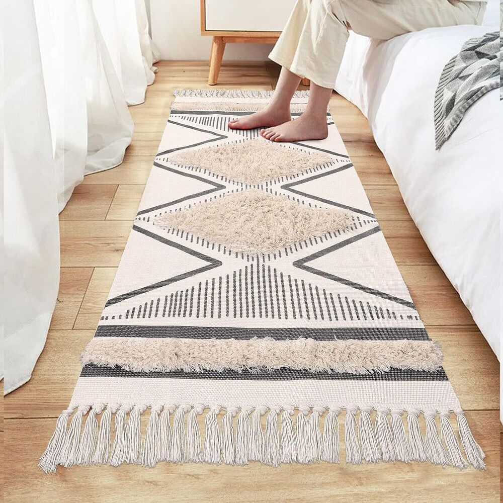Hand Woven Washable Runner Rug Soft Kitchen Runner Durable Hallway Rug Boho
