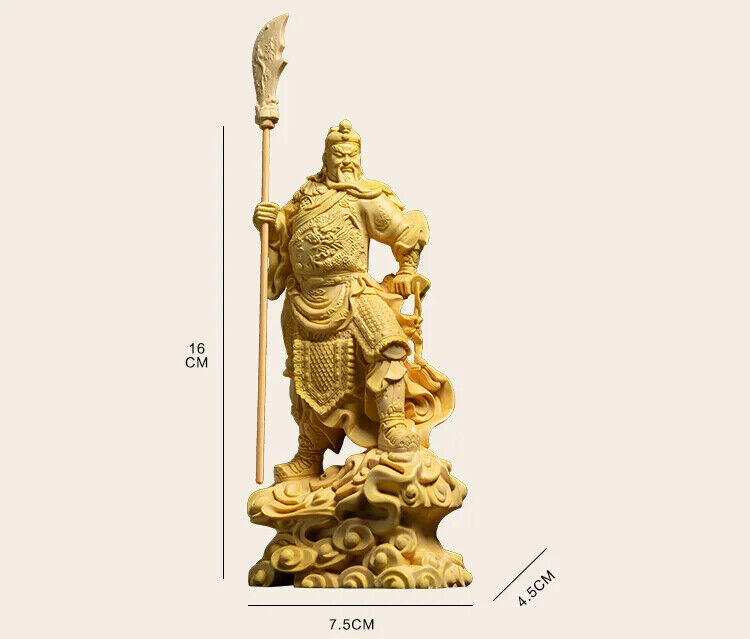 God Guan Gong 16 CM Figurine Statue Guan Yu Wooden Statues Home Room Solid Wood