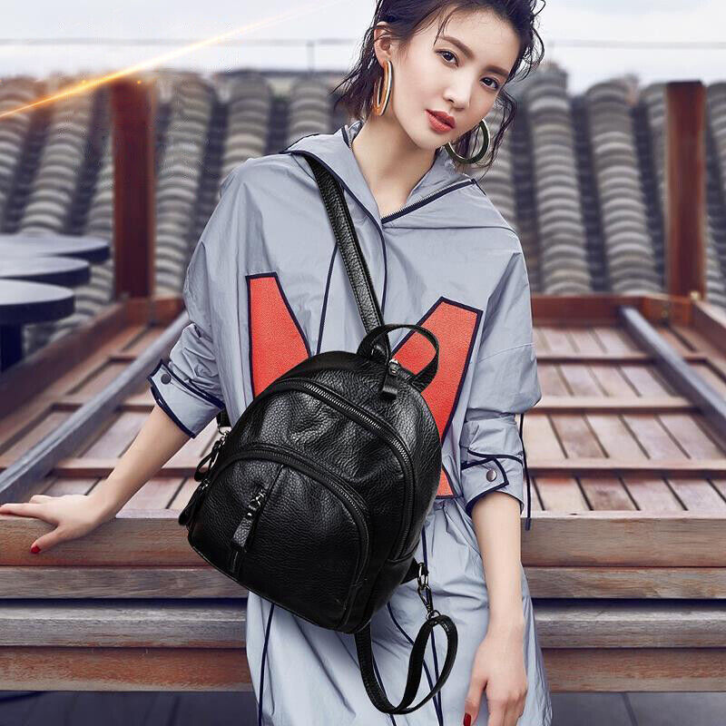 Soft PU Leather Backpack Women Vintage Shoulder Bag Ladies Mini Travel Backpack