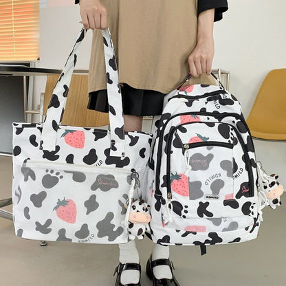Large Capacity Cow Grain Bag Mesh Backpack Leisure Students Schoolbag 44*18*31CM
