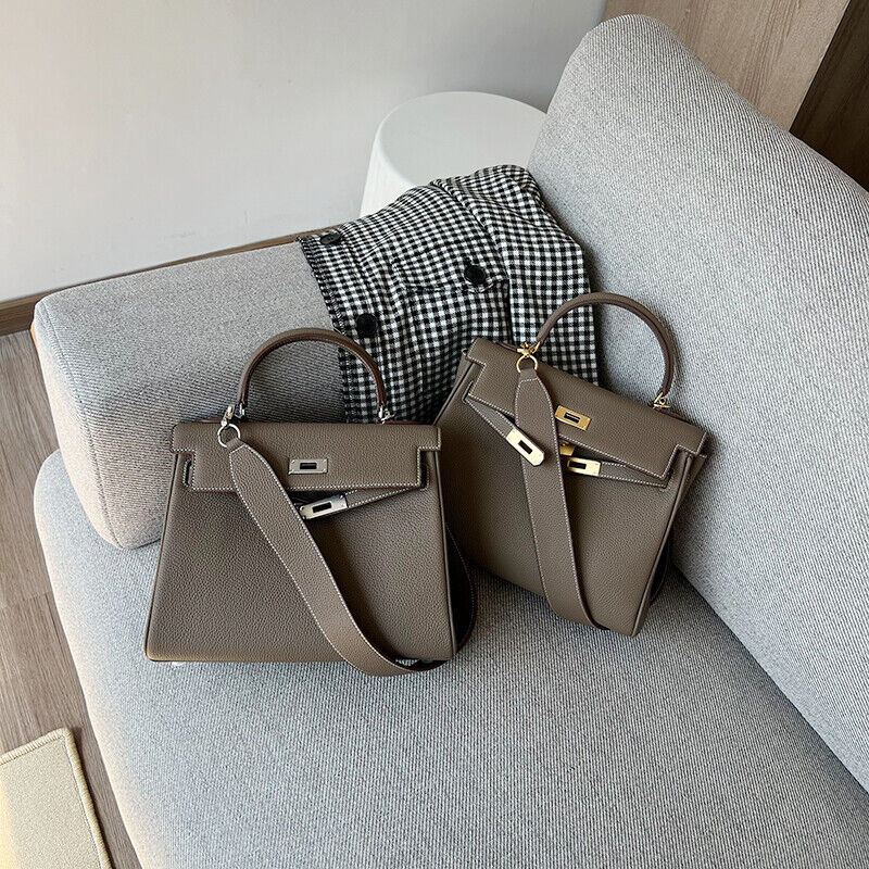 25/28cm Real Leather Flap Tote Shoulder bag Handbag Purse Fashion Briefcase