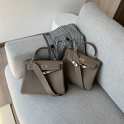 25/28cm Real Leather Flap Tote Shoulder bag Handbag Purse Fashion Briefcase