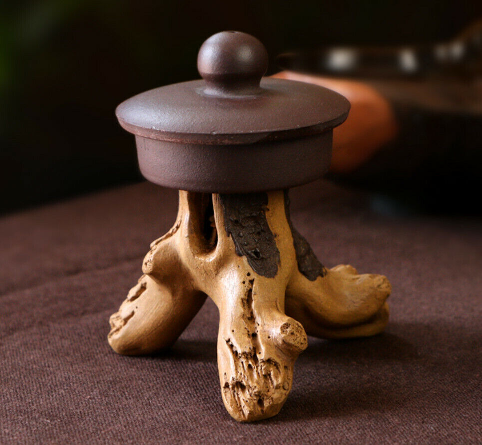 Chinese Yixing zisha tea pet pot lid holder creative design handmade tree stump