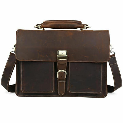 Vintage Men Leather Briefcase 15.6" Laptop Tote Business Messenger Bag Handbag