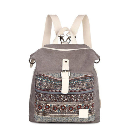 Canvas Backpack Flower Embroidery School Bag Traveling Purse 30*13*38CM Red/Blue
