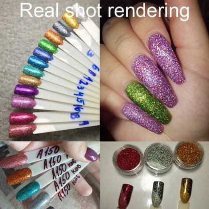 50G/Bag Holographic Glitter Nail Art Decoration Powder Pigment Laser Dust Sequin