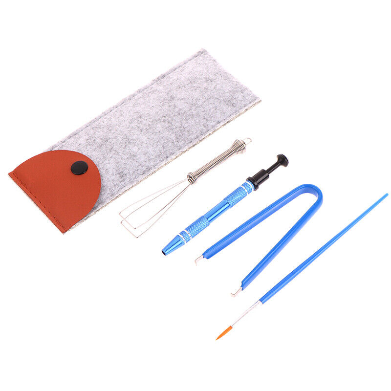 1Set Keyboard Cleaning Tool Keycap Puller Stem Holder Lube Brush w/Storage Bag