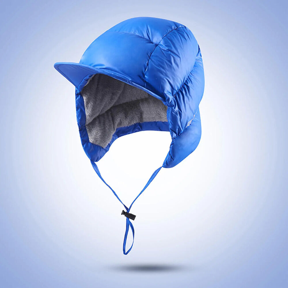 Men Hats Duck Down Windproof Peaked Thermal Waterproof Earflaps Warm Fleece Caps