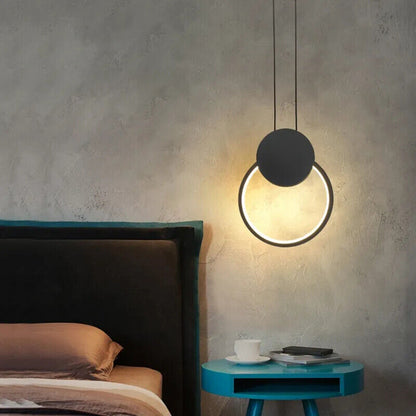Pendant Lamp Minimalist Black Ring Long Wire Dimmable LED Ceiling Hanging Lights