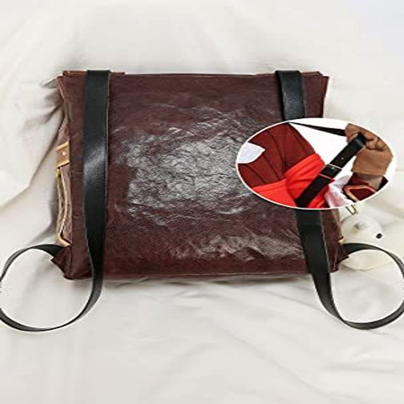 Cosplay.fm Brown PU Leather Bag Cute Backpack with Accessory One Size,