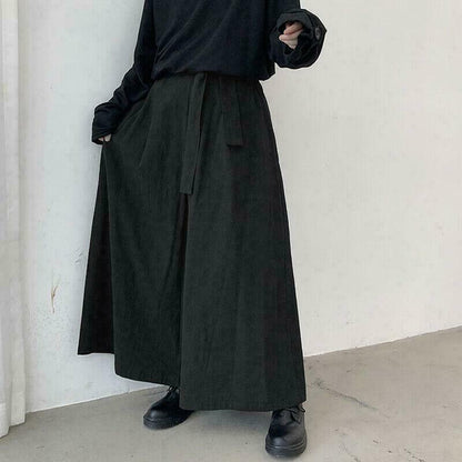 Fashion Men Baggy Gothic Long Pants Casual Loose Holiday Wide Leg Linen Trousers
