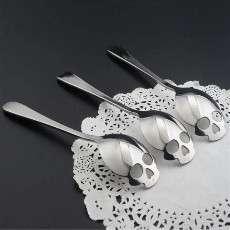 Stainless Steel coffee Scoop Skull shape Dessert SpoonFood Grade Candy Tea Spoon