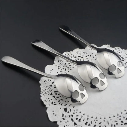 Stainless Steel coffee Scoop Skull shape Dessert SpoonFood Grade Candy Tea Spoon